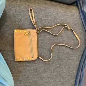 Hammitt Tan Leather Wristlet with Gold Accents
